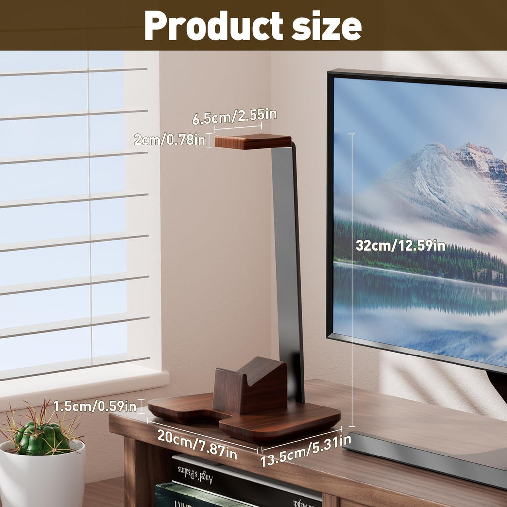 Controller Stand Wood Headphone Stand for Desk Gaming Desk Accessories Controller Holder for Gaming Equipment Headset