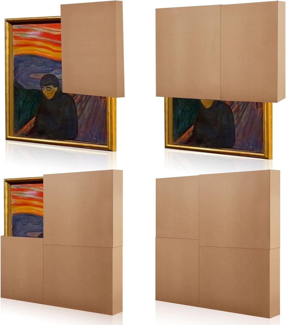 2 Sets Large Picture Mirror Moving Boxes for Artwork TV Flat Pack