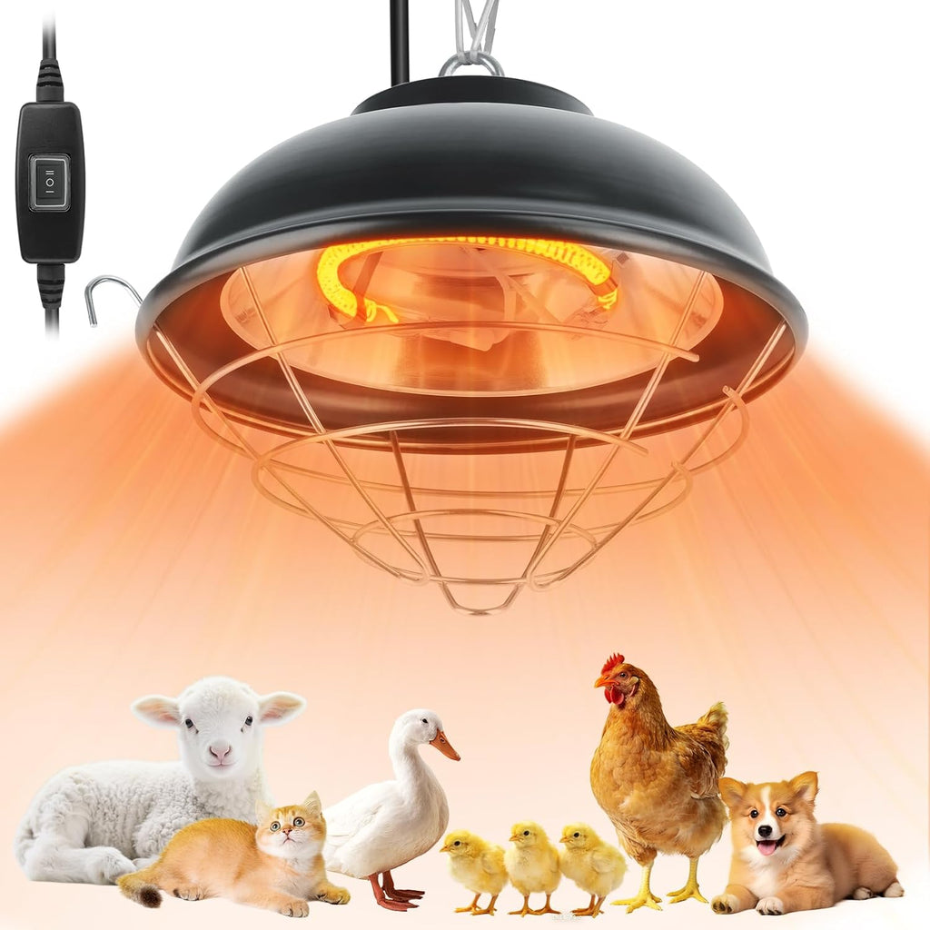 350W Heat Lamp for Chickens - Carbon Fiber Chicken Coop Heater