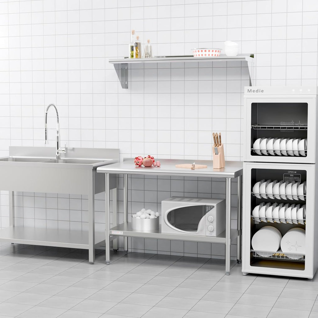 Stainless Steel Table with Backsplash 36x24 Inches for Prep