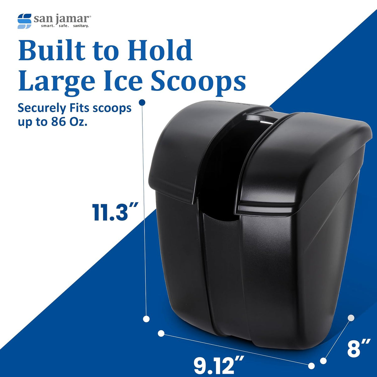 Ice Scoop Holder, San Jamar Saf-T-Ice, Up to 86 oz, Black