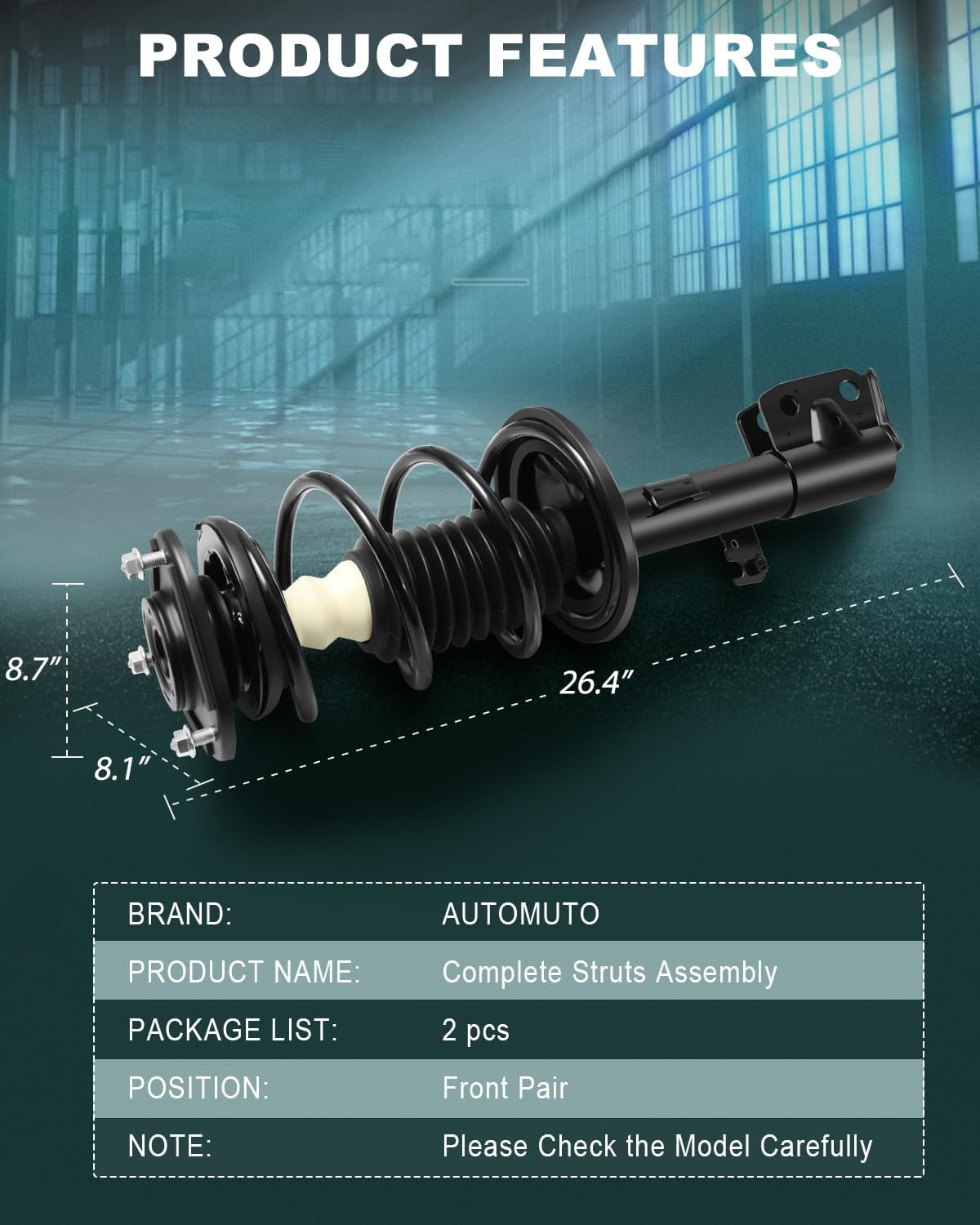 AUTOMUTO Front Complete Struts Assembly for Toyota Corolla 2009 2011-2013