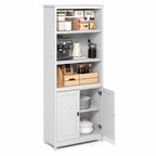 Robin 5-Tier Storage Cabinet, 2 Door Pantry Cabinet, Plain White