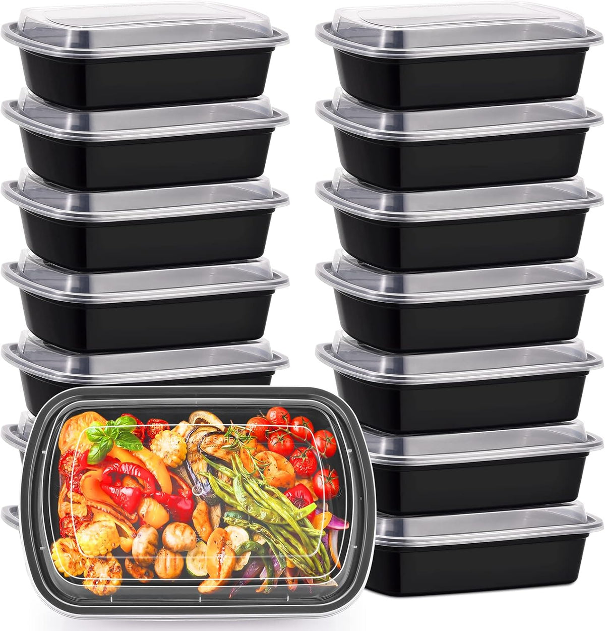38oz Meal Prep Containers, Extra Large &Thick Food Storage Containers with Lids, Reusable Plastic,Disposable Bento