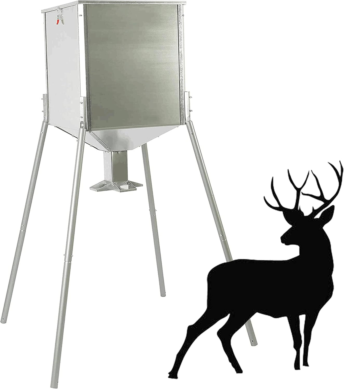 Steel 450LB Capacity Big Game Gravity Metal Deer Feeder Galvanized Hunting w/o Foot Kit Tripod Feeder