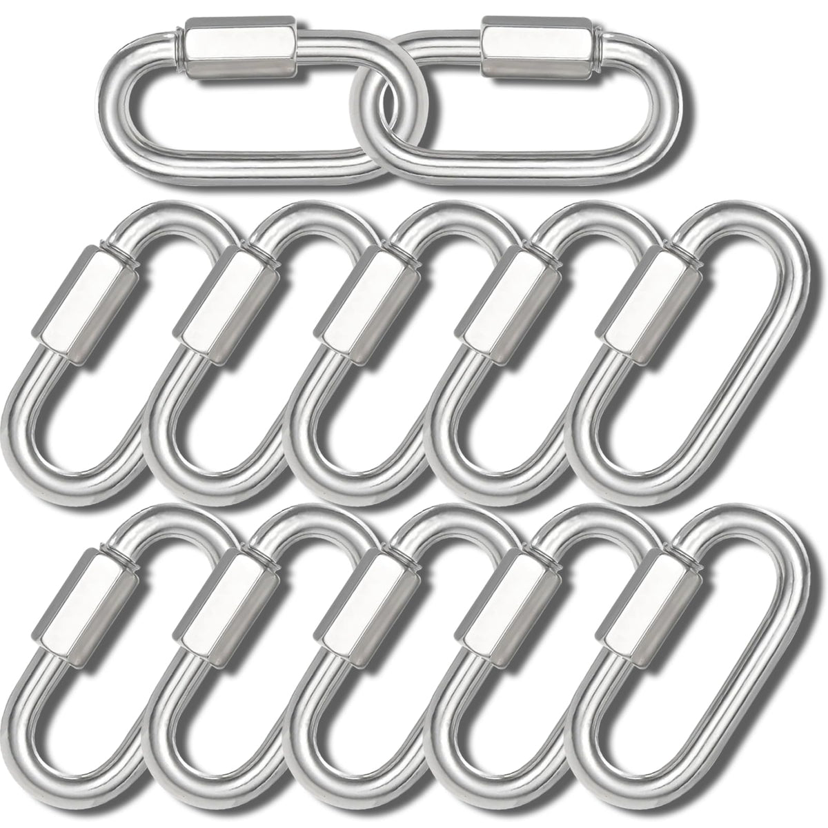 2.3IN Quick Link,Heavy Duty Locking Carabiner (12PCS,Silver)