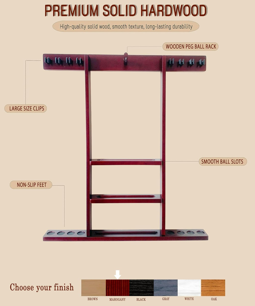 Wall Mount Pool Cue Stick Holder Hold 8 Cues, Pool Stick Holder, Billiard Cue Rack For Pool Table Accessories. Pool