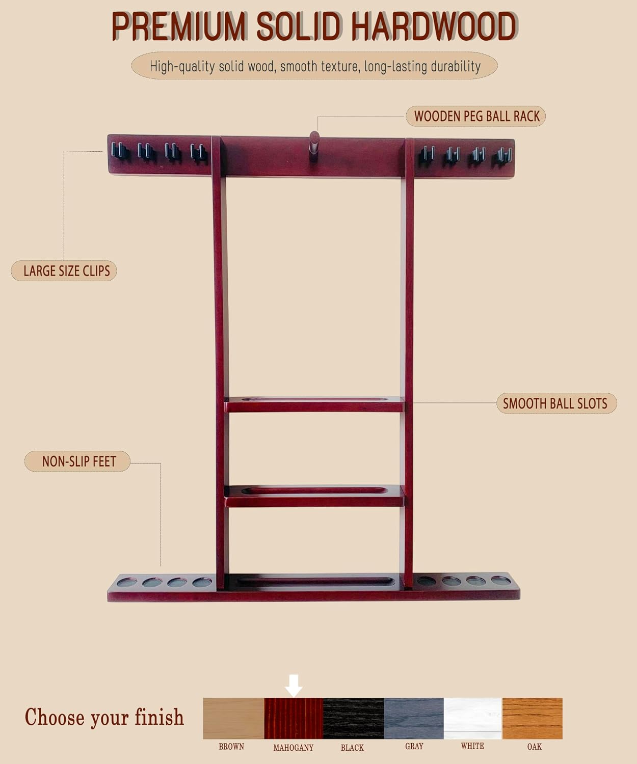 Wall Mount Pool Cue Stick Holder Hold 8 Cues, Pool Stick Holder, Billiard Cue Rack For Pool Table Accessories. Pool