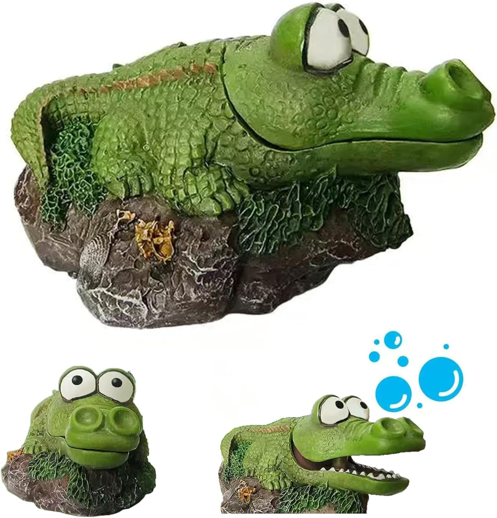 Aquarium Alligator Hippo Bubbler Decorations with Air Stone – Fish Tank Bubbler Ornament for Oxygen Bubble Effect
