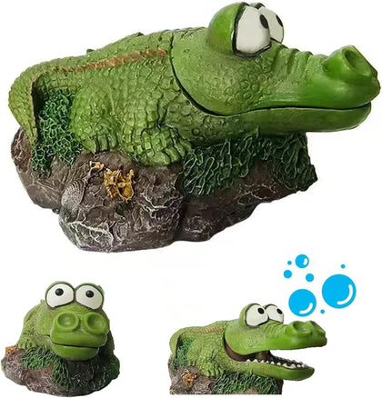 Aquarium Alligator Hippo Bubbler Decorations with Air Stone – Fish Tank Bubbler Ornament for Oxygen Bubble Effect