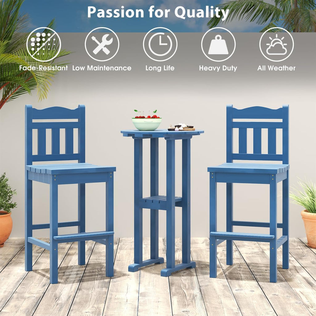 39” Height Adirondack Bar Table, Patio HDPE Round Pub Table