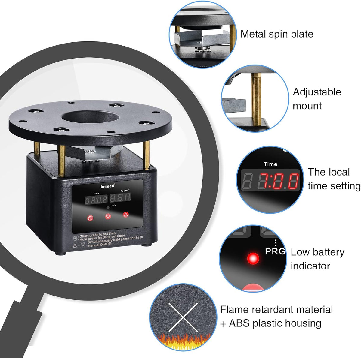 Deer Feeder Timer, All-in-One Deer Feeder Motor and Timer Kit with Programable Digital Timer, Metal Spin Plate