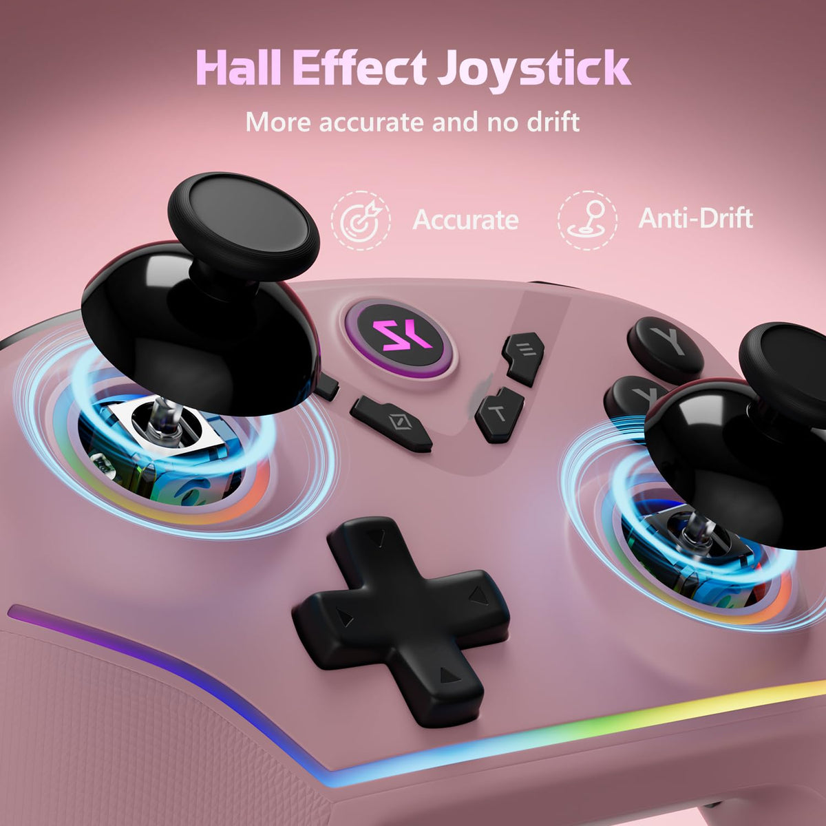 Wireless PC Controller with Hall Effect Joysticks & Triggers, 1000Hz Polling Rate, Switch Controller for