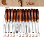 12-Piece Wood Carving Chisel Set - CR-V 60 Steel Multi-Shape Edge Gouges Carving tool for Woodworking Beginners and