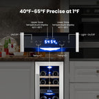 12 Inch Dual Zone Wine Fridge with 17 Bottle