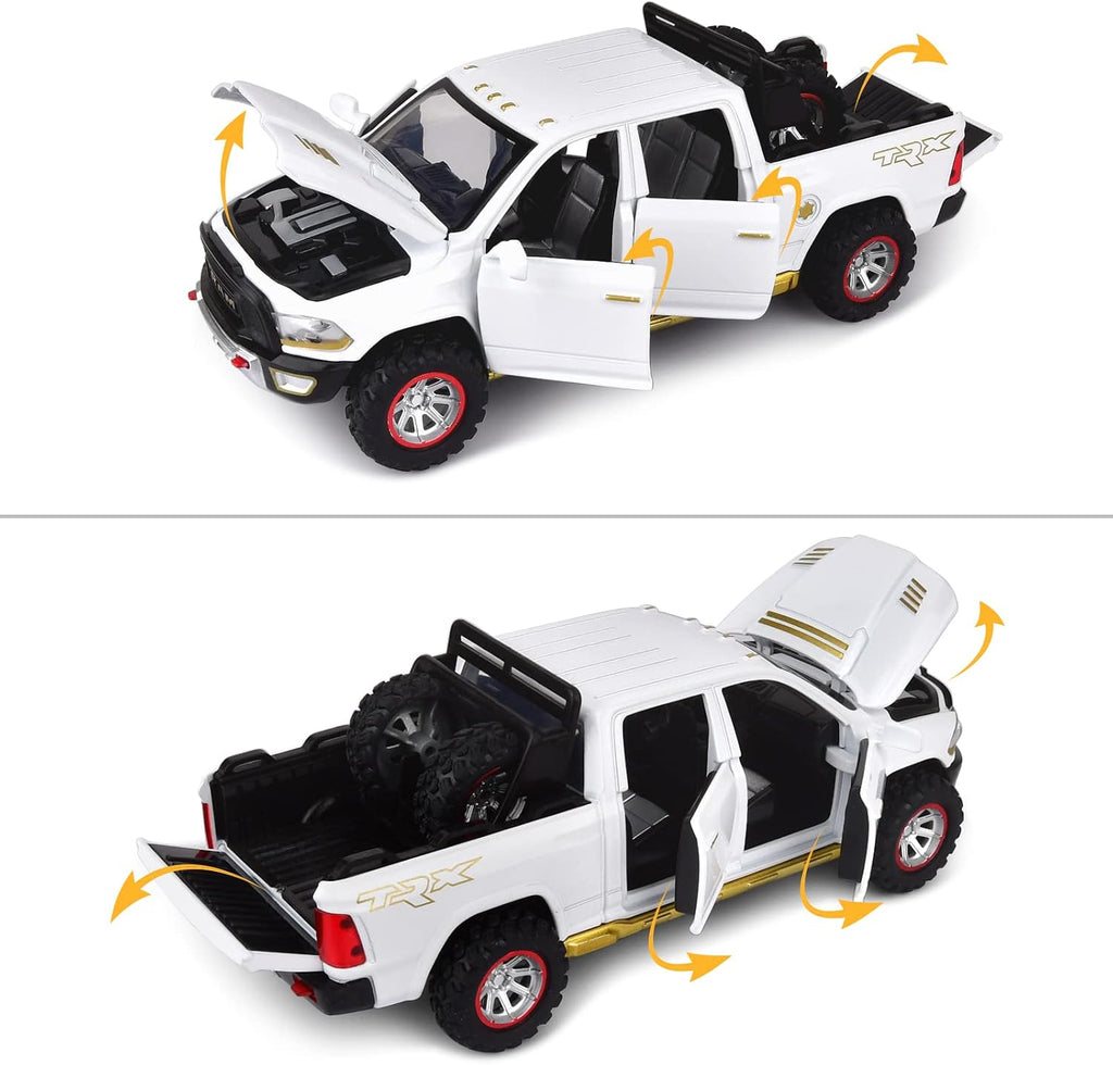 Pickup Truck Toys for Boy Age 4-7 Diecast Metal Model Trucks Open Door Pull Back Toy Cars with Lights and Sound for