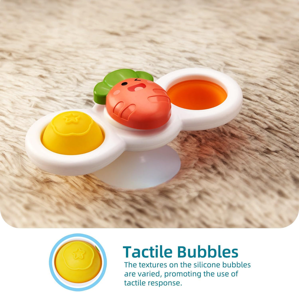 Strong Suction Cup Fidget Rotating Sensory Bath Toys for Baby Christmas Stocking Stuffers, Airplane Car Travel Table