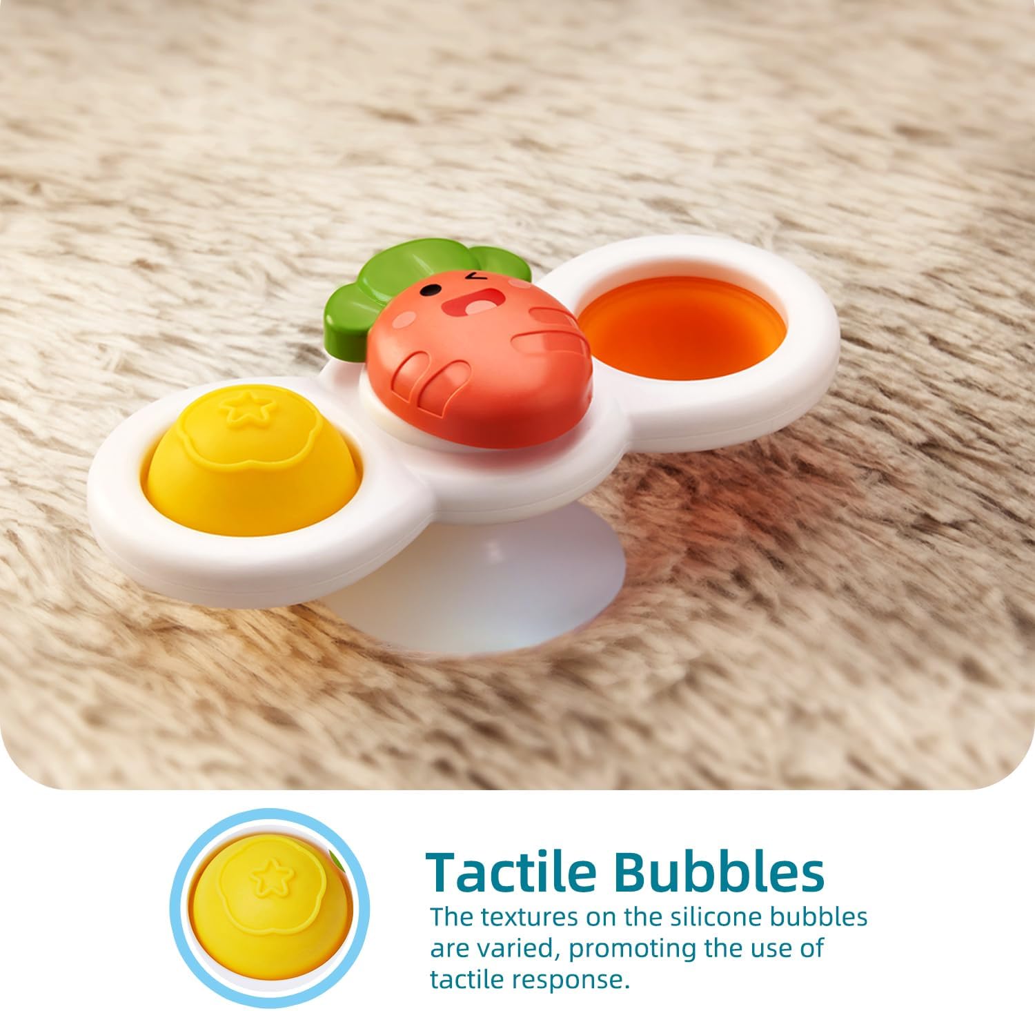 Strong Suction Cup Fidget Rotating Sensory Bath Toys for Baby Christmas Stocking Stuffers, Airplane Car Travel Table