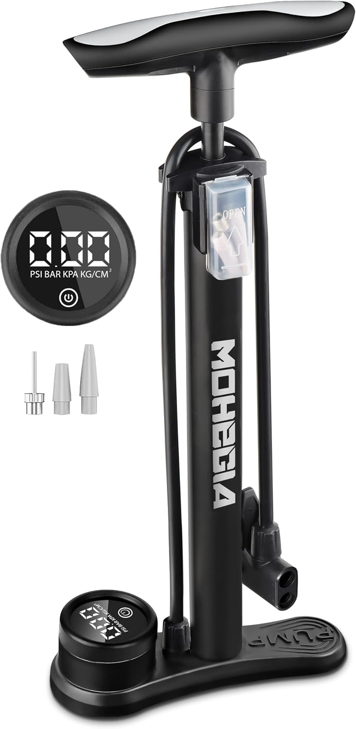 Bike Floor Pump with Gauge: Air Bicycle Pump with High Pressure 160 PSI,Fits Schrader and Presta Valve -Inflator with