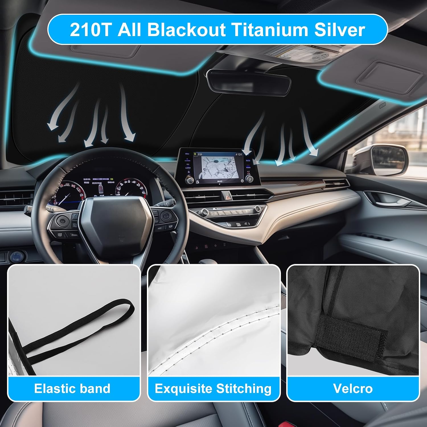 Car Sun Shade for 2018-2024 2025 2026 Toyota Camry Windshield Sun Shade, Sun Visor Windshield Screen Cover for Camry