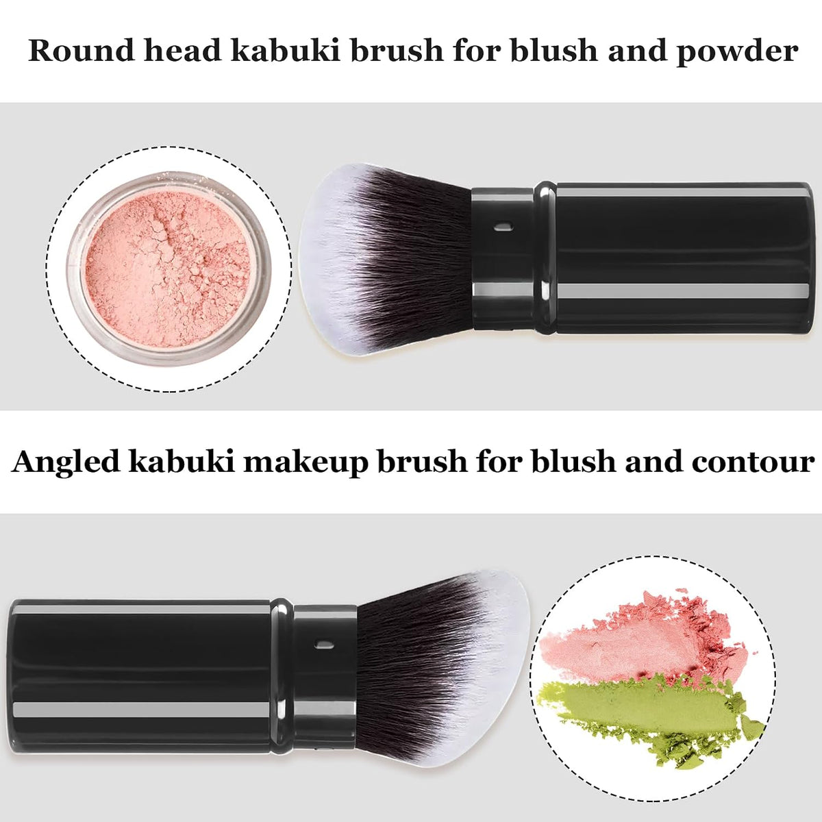 Retractable Kabuki Makeup Brush, 2 Pcs Powder Face Makeup Brush Set
