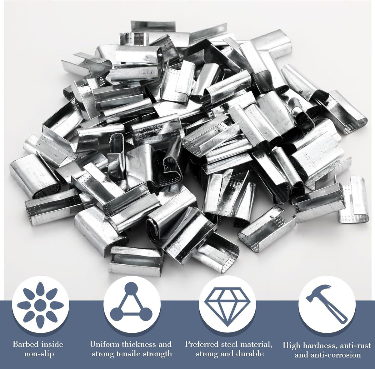 2000 Pcs Packaging Strapping Open Serrated Seals for 1/2" Strap Width Polyester (PET) Banding Strapping Clips Heavy