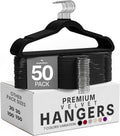 Velvet Hangers, Black, 50 Pack | Luxury Non-Slip Slim Pant & Coat Hangers | Strong Space-Saving Clothes Hangers |