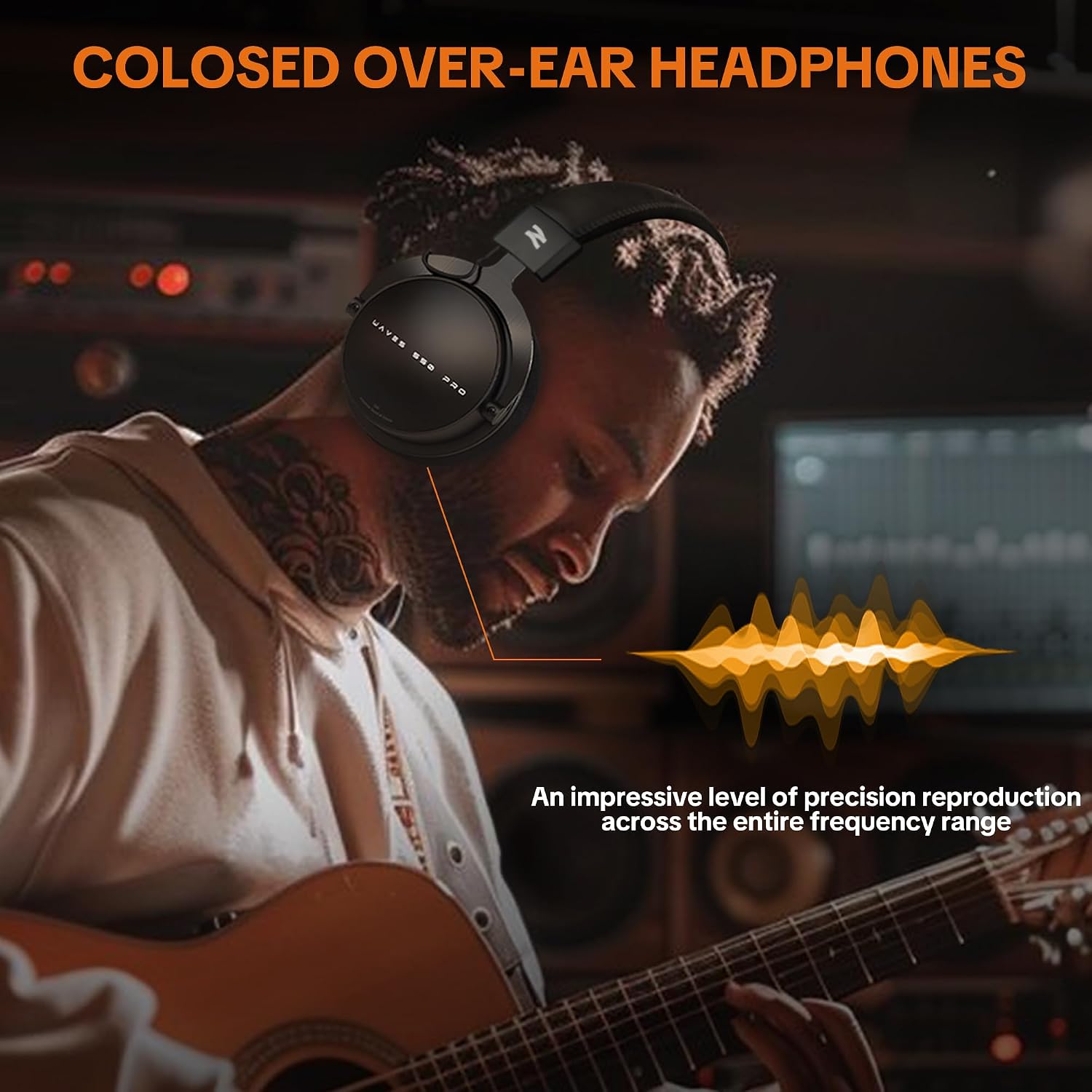Studio Monitor Headphones for Recording, Wired Over Ear Studio Headphones with Detachable Boom Microphone