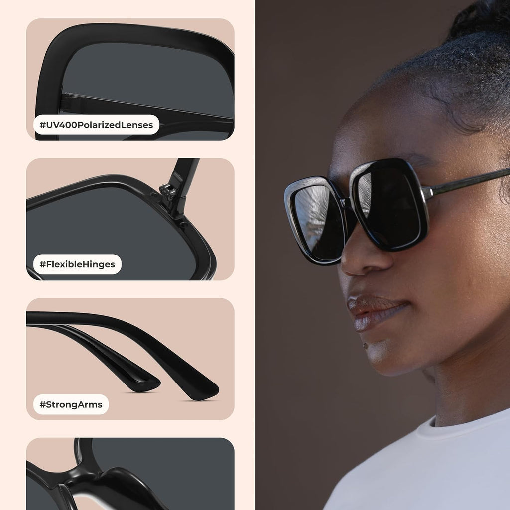 Oversized Polarized Sunglasses Women, Trendy Retro Sun Glasses for Women 2025, Oversized Shades