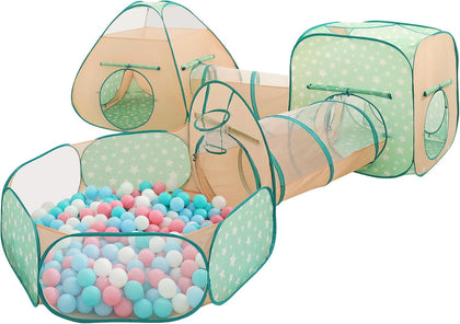5PC Pop Up Kids Tent, Crawl Tunnel, Ball Pit, Children's Play House Toy