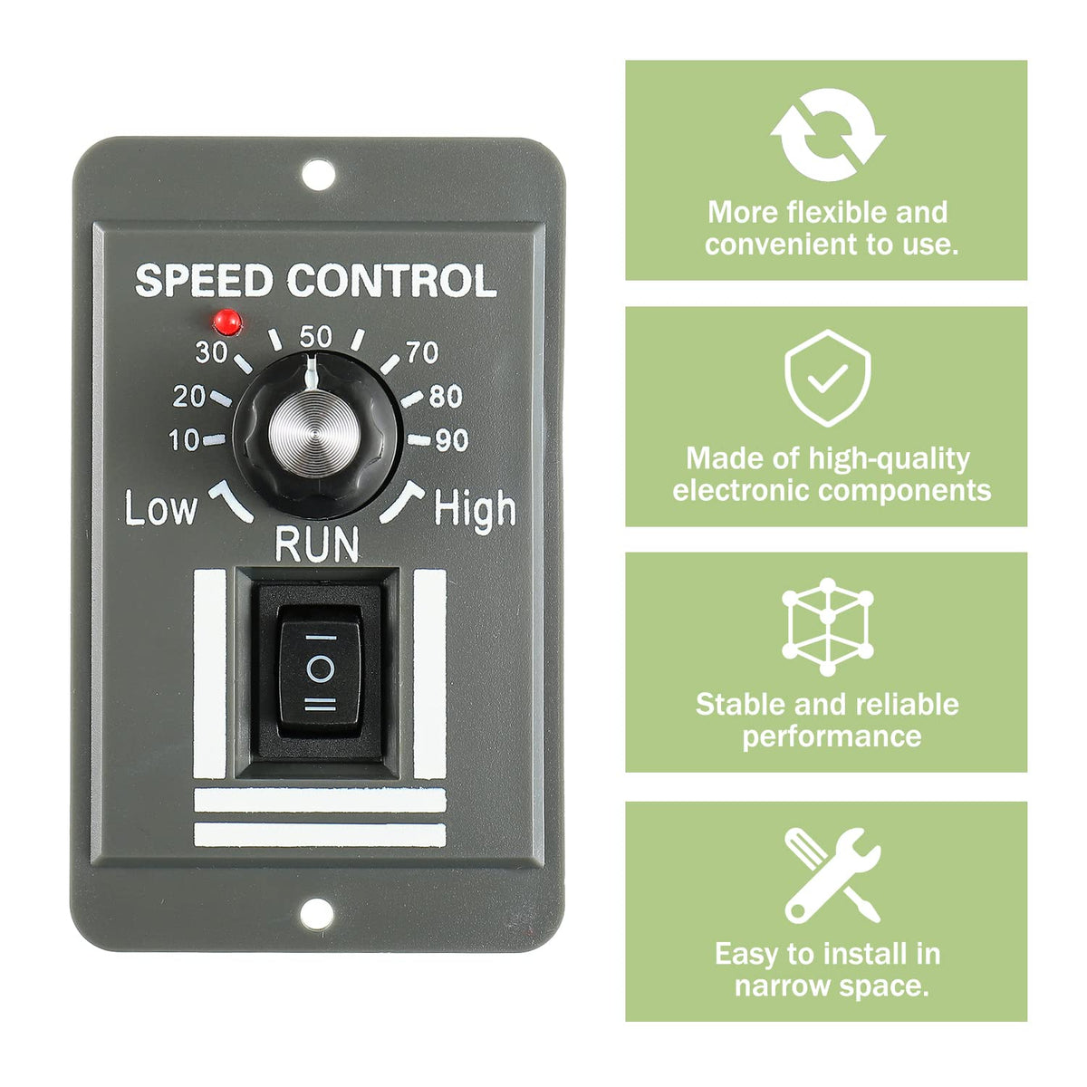 EPLZON DC 12-60V Motor Speed Controller 20A Adjustable PWM Controller Switch Forward/Reverse Electric Motor Speed Regulator Suitable for DC Brush Motor