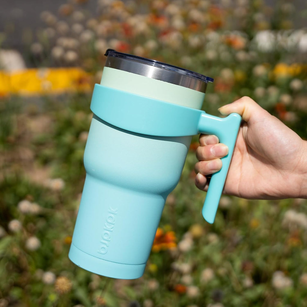 40 oz Tumbler with Handle & Straw, Insulated Stainless Steel Mug | Double Wall Vacuum, Keeps Hot/Cold, Thermal Cup