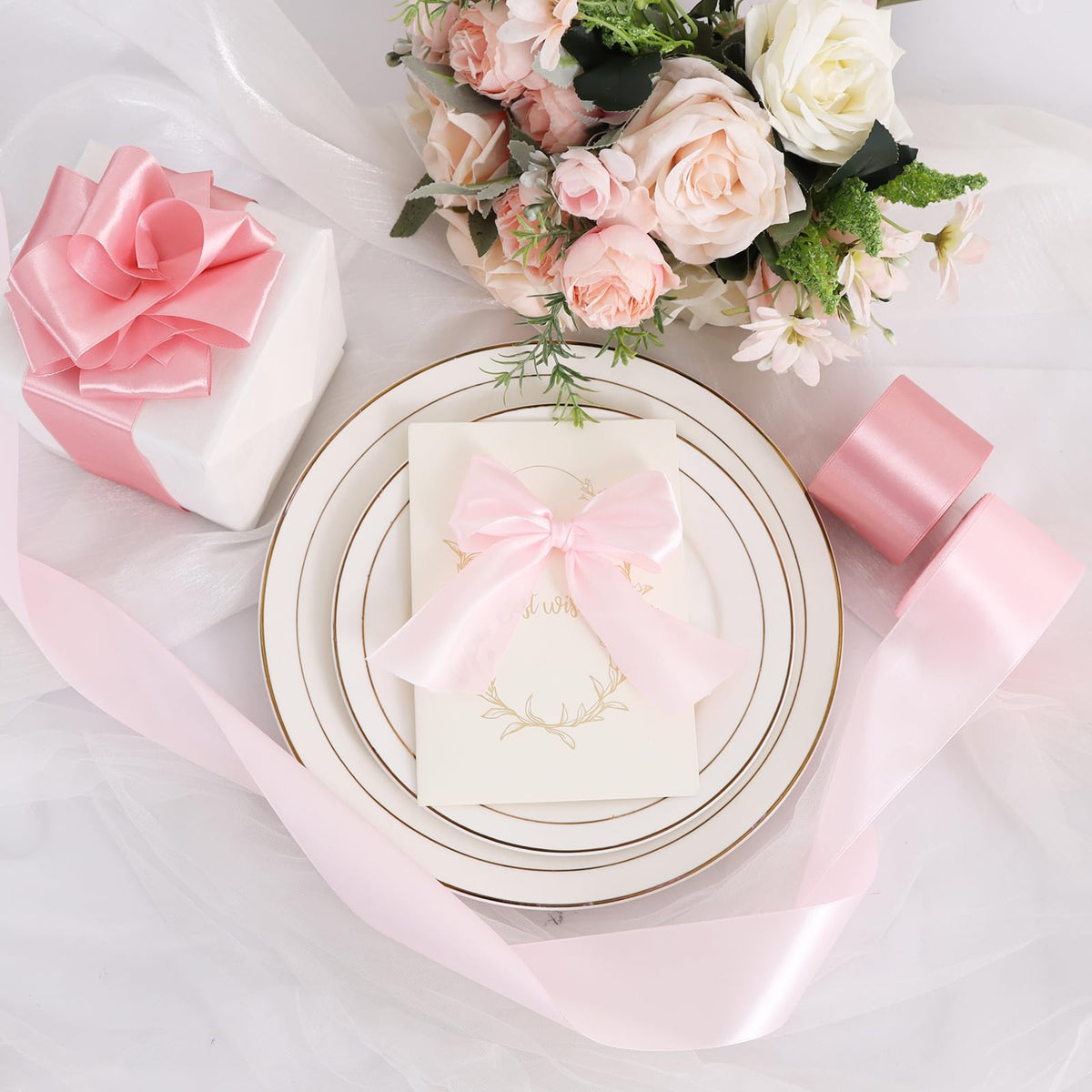 Satin Ribbons Pink 2 Inch 25 Yard for Gift Wrapping and Crafts