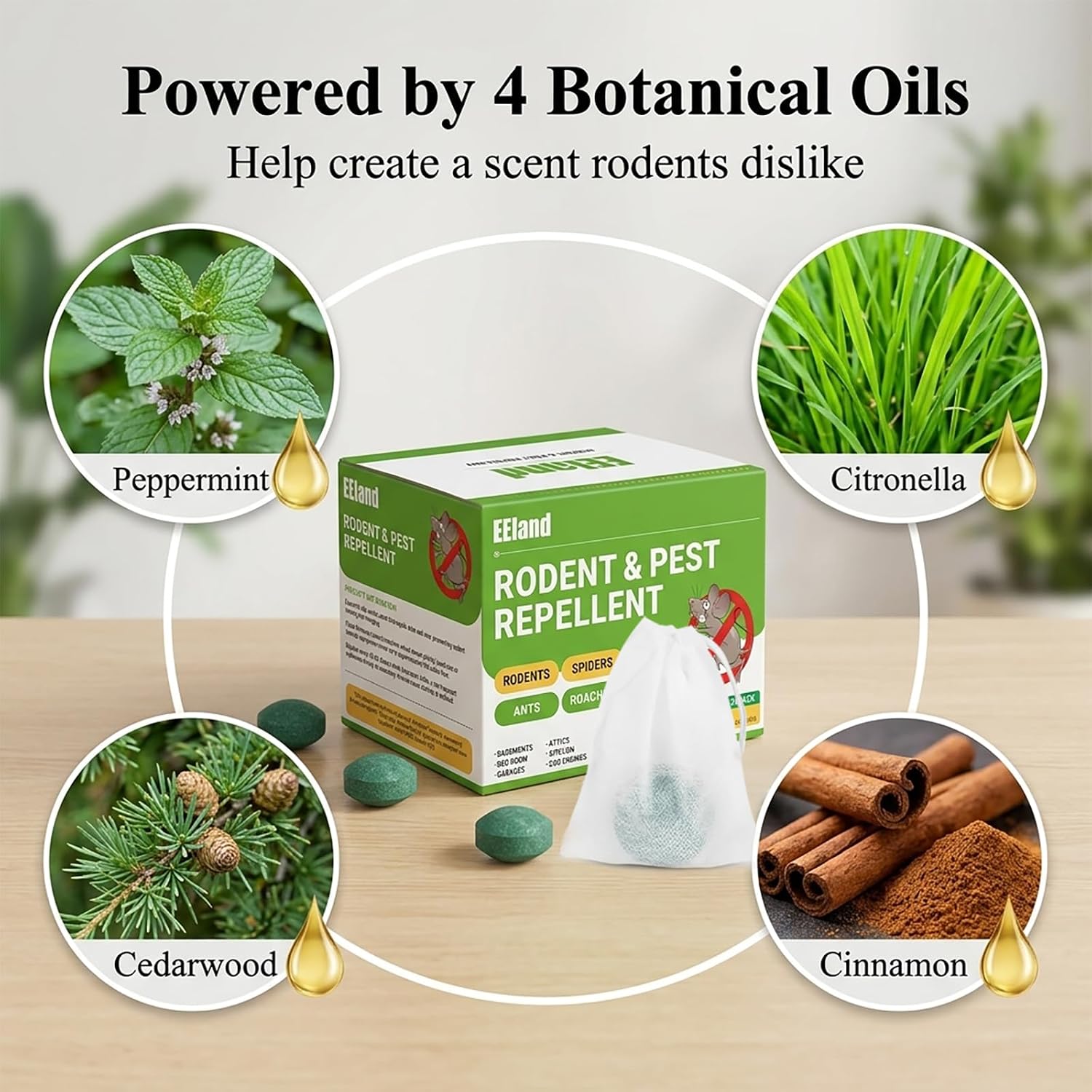 Mouse Rodent Repellent, Repellent Rodent Repellent Balls for Mouse Squirrel Rats Spider Roach Ant, Family & Pet-Safe