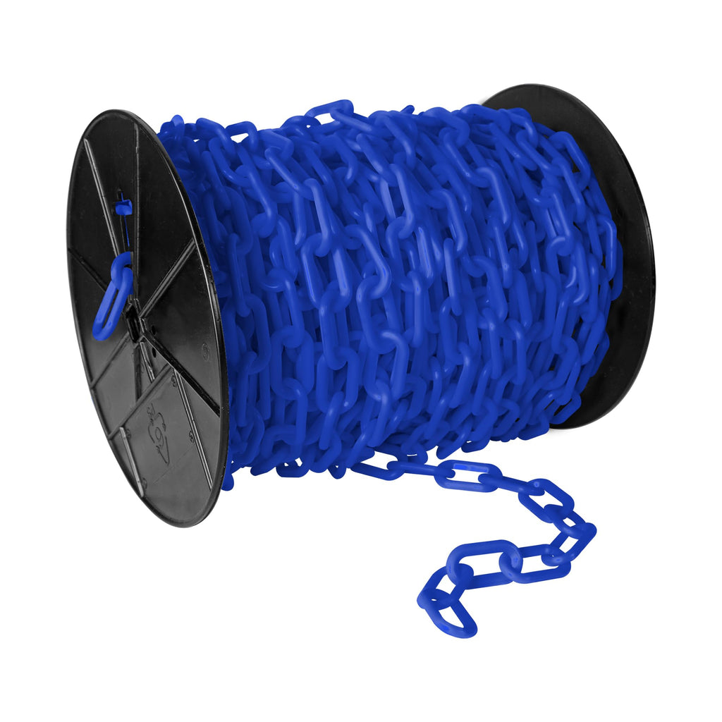 Mr. Chain Plastic Barrier Chain Reel, Blue, 125 ft Length (50106)