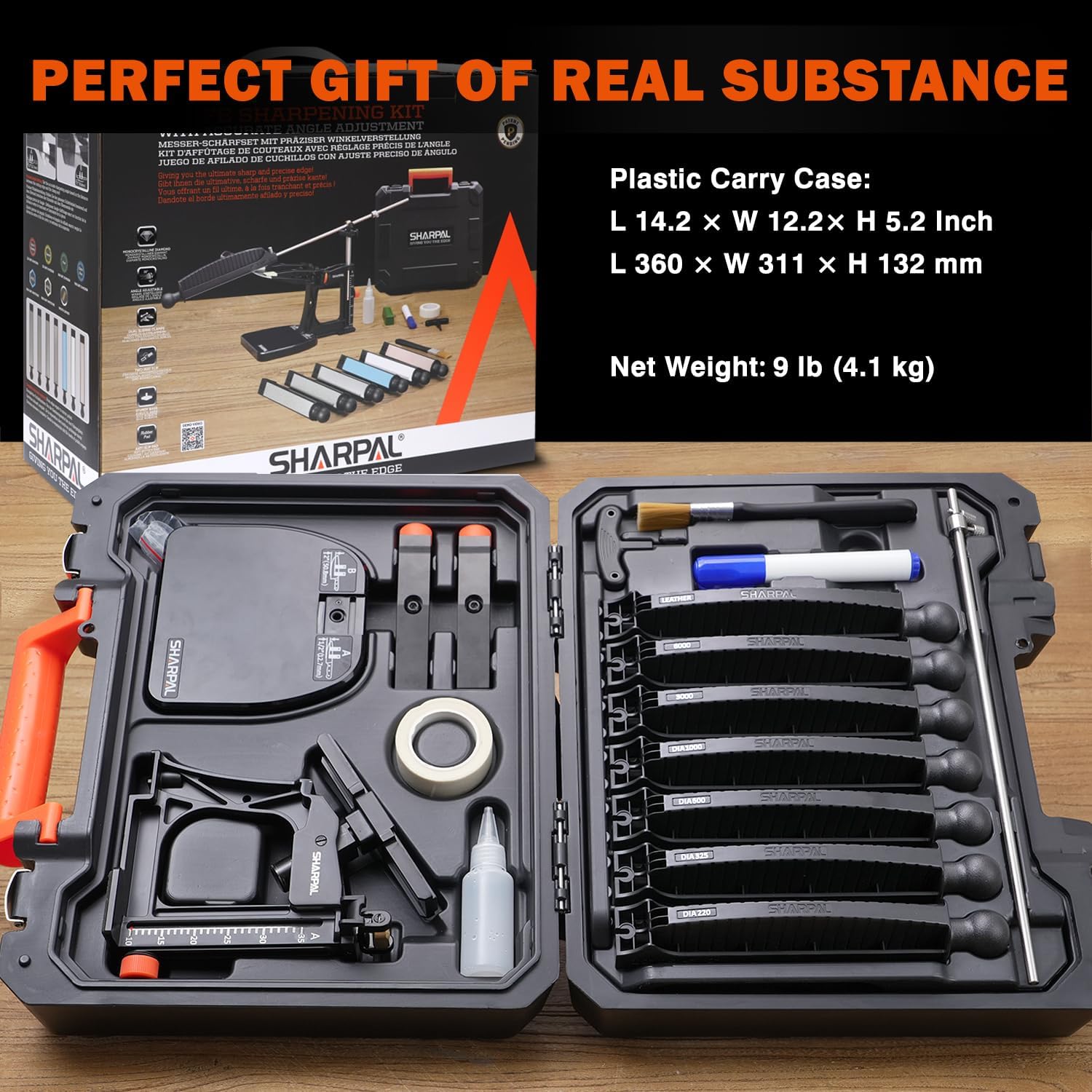 202H Precision Knife Sharpening System, Adjustable Angle 10–35° | Knife Sharpener Kit, 7 Abrasive Plates (Diamond
