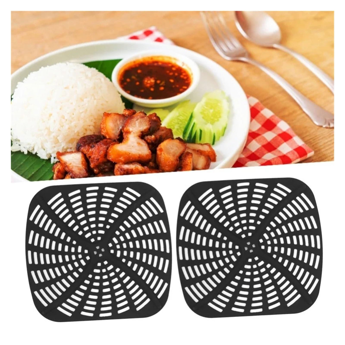 2pcs Fryer Reusable Silicone Fryer Liner,compatible For Ninja