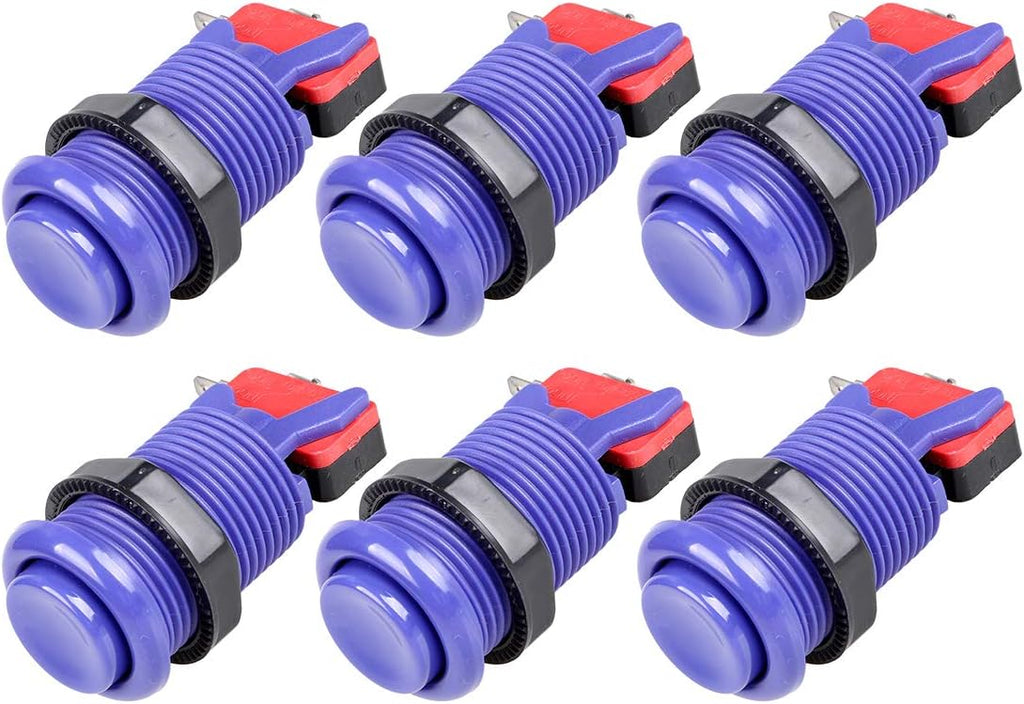 6X American Style Standard Arcade Buttons Switchable Happ Type 30mm Push Button 3/16" Terminal for Jamma Mame Kit