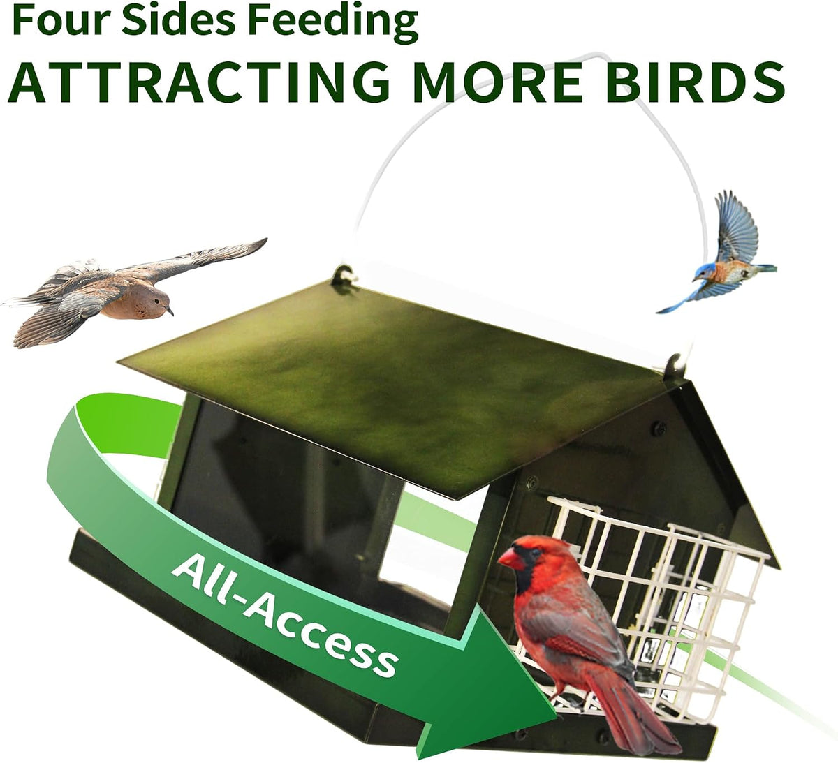 Solution4Patio All Metal Outdoor Dual Suet Cake Hopper Bird Feeder, Green