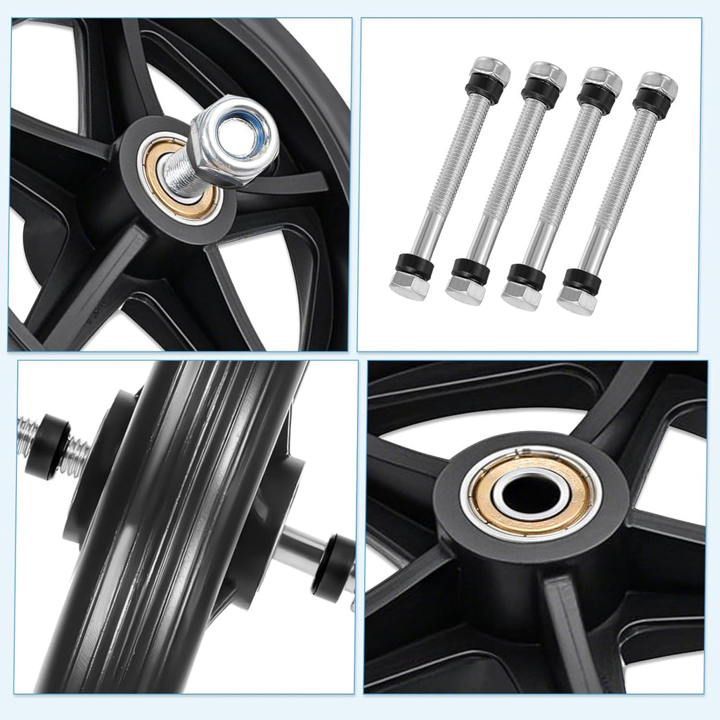 4 Pack Wheel Replacement with 4 Axles, 6 Inch Heavy-Duty Anti-Slip Solid Caster Roller Wheels for Walkers Wheelchair