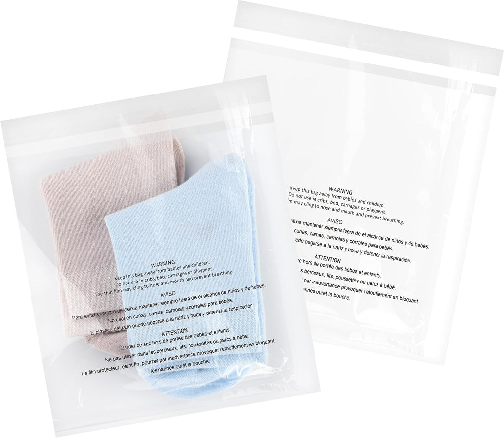 6" x 9" (500 Count) Clear Poly Bags with Suffocation Warning