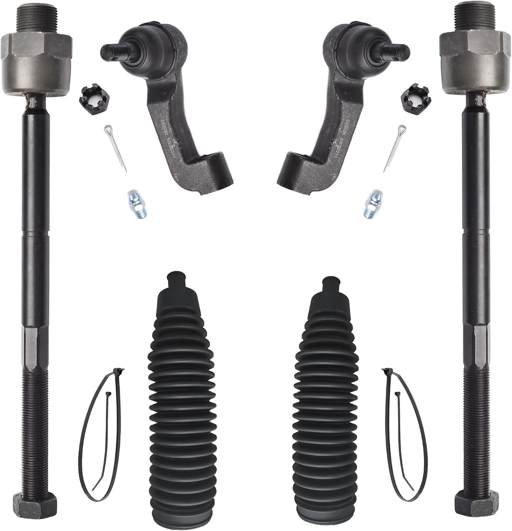 6pcs Front Steering Kit Tie Rod End Inner and Outer and Boots for Jeep Liberty 2002-2005