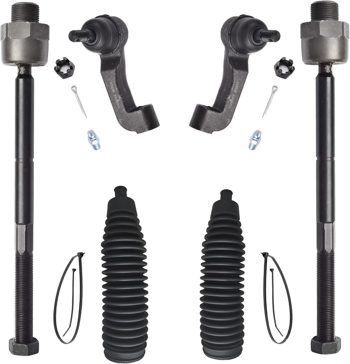 6pcs Front Steering Kit Tie Rod End Inner and Outer and Boots for Jeep Liberty 2002-2005