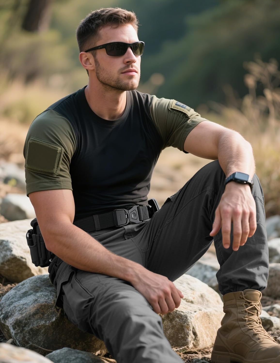 JUKMO Quick Release Tactical Belt, Military Work 1.5" Nylon Web Golf Belt