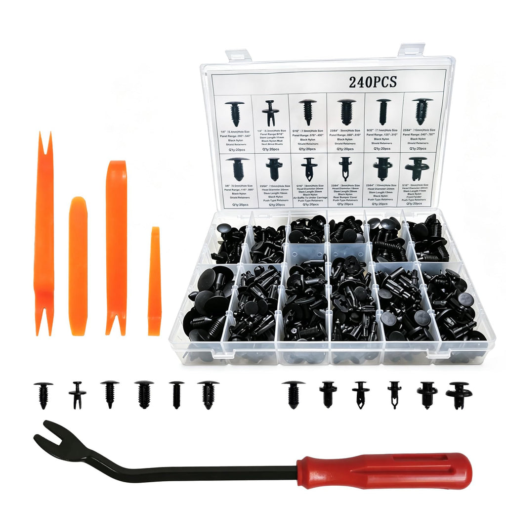Car Bumper Retainer Clips Kit - Auto Plastic Rivets & Push Fasteners Set