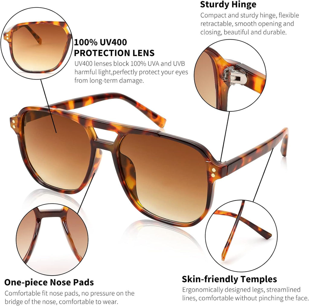 Retro Square Aviator Sunglasses Women Men 70s Vintage Trendy Plastic Frame Sun Glasses B2835