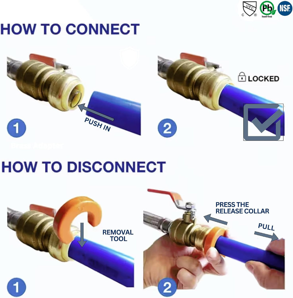 2 Pack XFITTING 1/2" Push Fit Slip Coupling, 1/2" Push to Connect Coupling