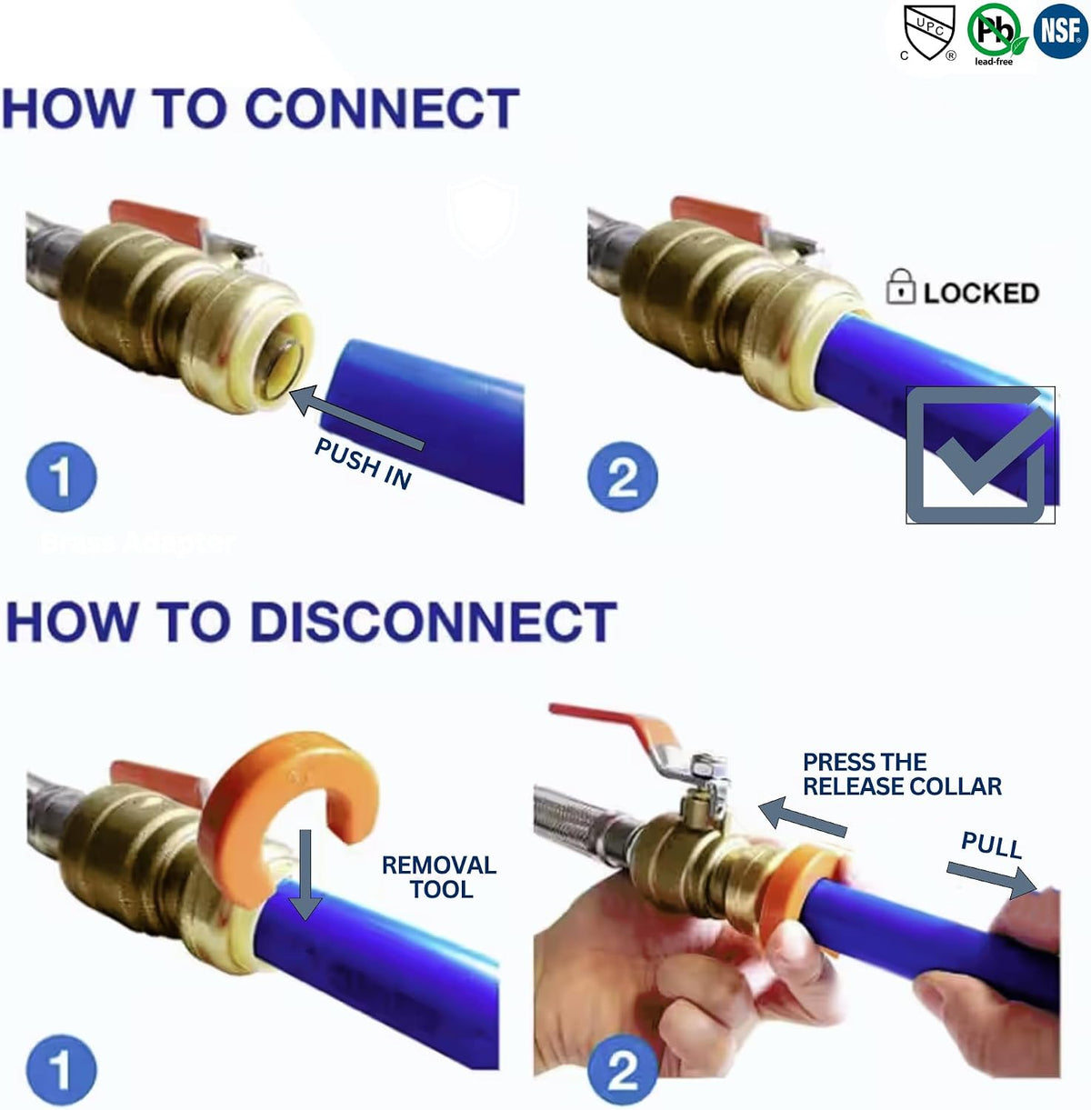 2 Pack XFITTING 1/2" Push Fit Slip Coupling, 1/2" Push to Connect Coupling