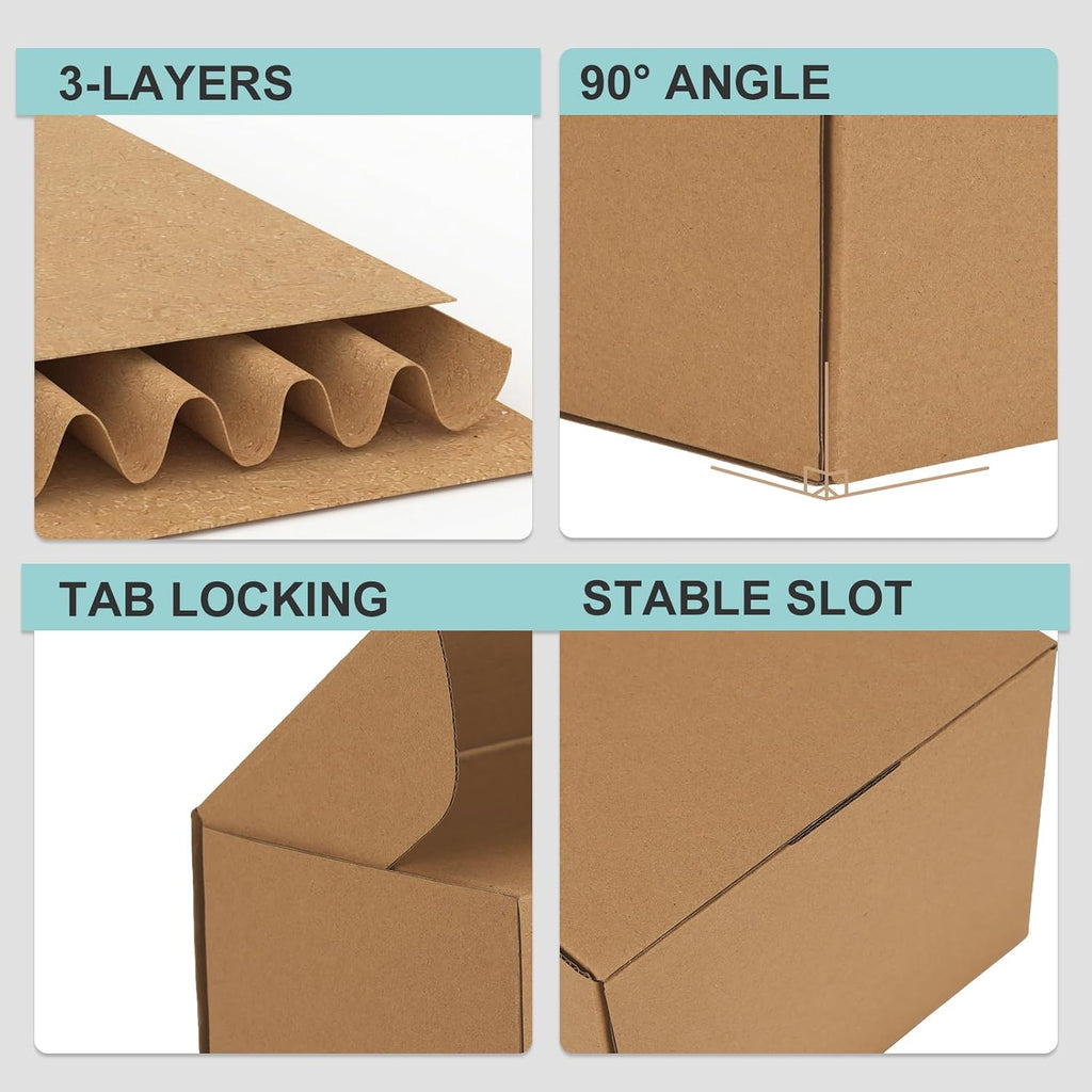8x8x8 Shipping Boxes, 15 Pack Brown Kraft Folding Mailer Boxes, 3-Ply Corrugated Cardboard Cube Box Mailers for Small