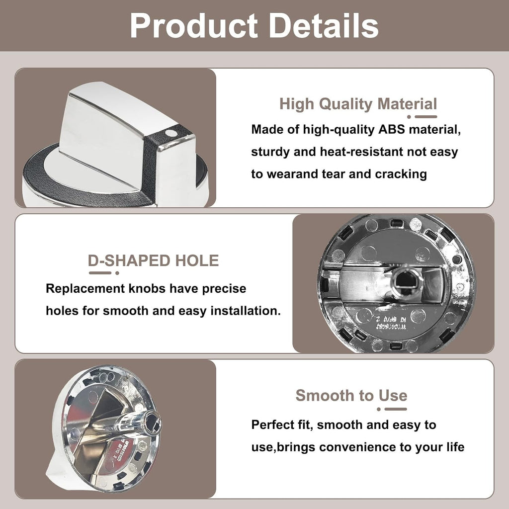 W10284885 Stove Knob Compatible with Whirlpool Gas Range Cooktop - 5 Pack